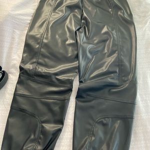 Faux  leather black joggers